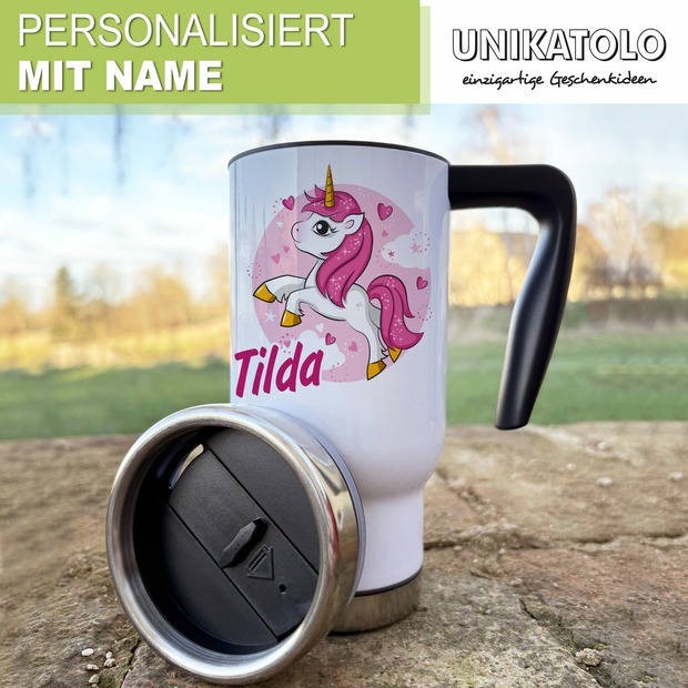 Unikatolo Thermobecher mit Name personalisiert | Einhorn