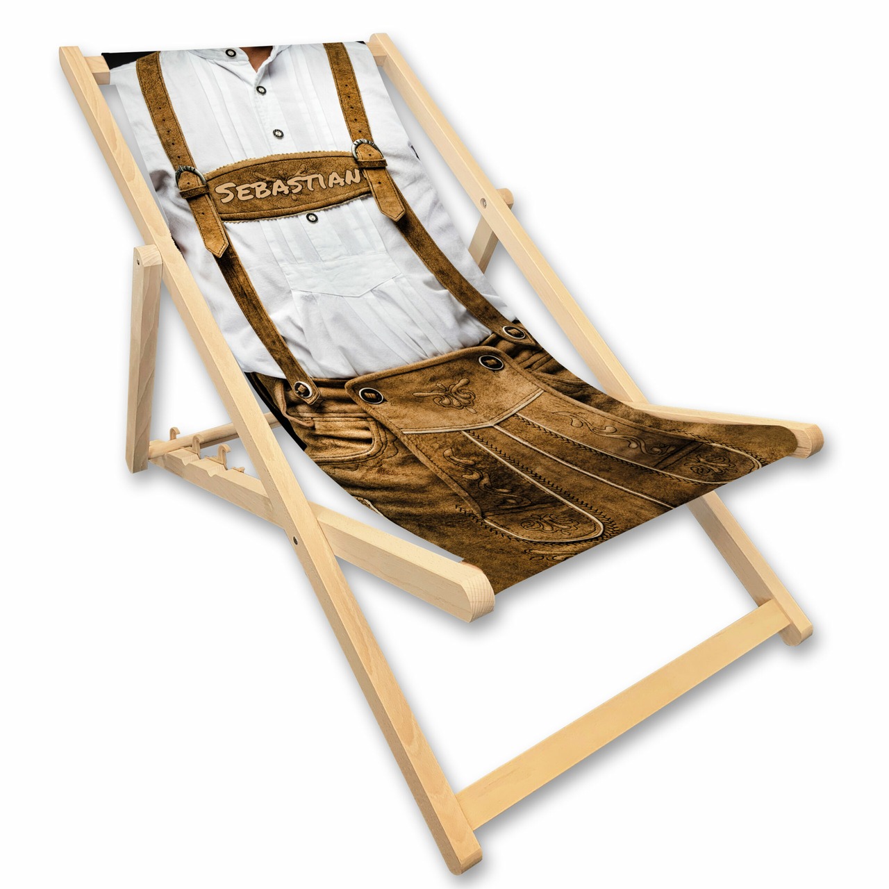 Unikatolo Liegestuhl Lederhose mit Name personalisiert