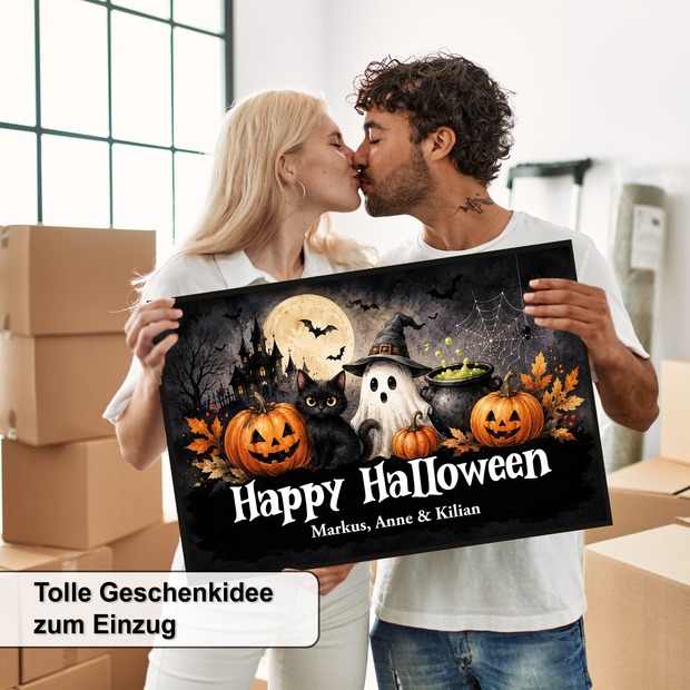 Unikatolo Fußmatte Motiv Halloween 3 mit Name personalisiert