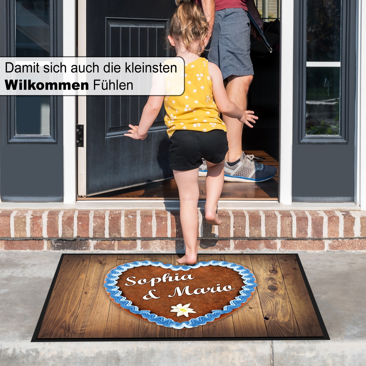 Unikatolo Fußmatte Motiv Lebkuchenherz mit Name personalisiert