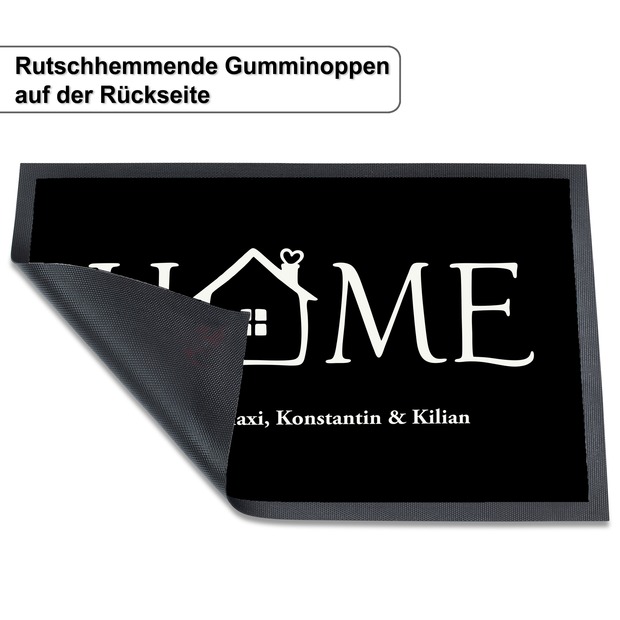 Unikatolo Fußmatte Motiv HOME mit Name personalisiert