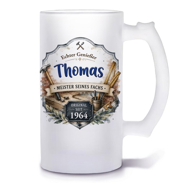 Unikatolo Bierkrug mit Name personalisiert - Handwerker