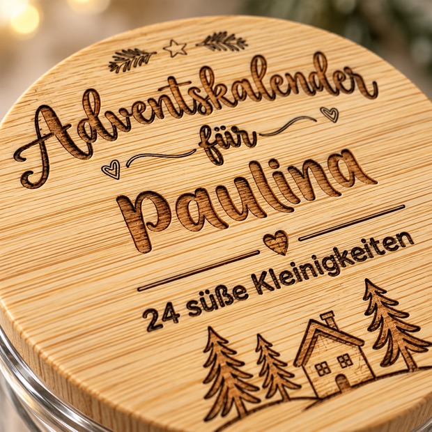 Adventskalender zum befüllen mit Name personalisiert Vorratsglas
