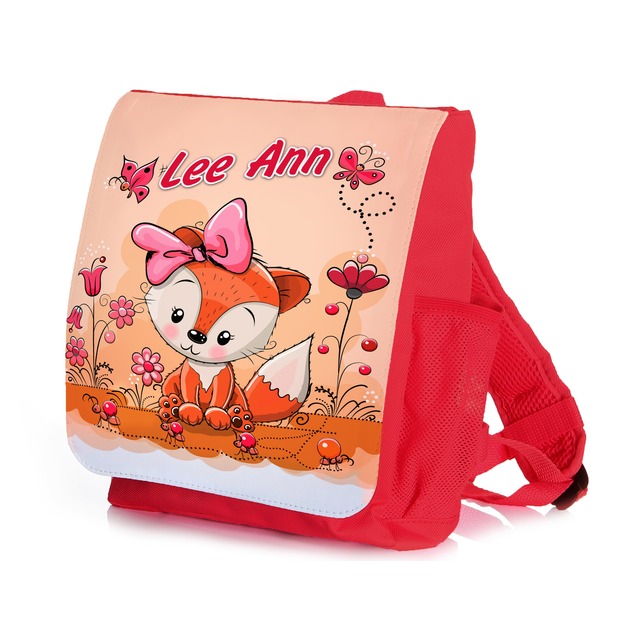 Unikatolo Kindergartenrucksack Fuchs Mädchen mit Name | rot