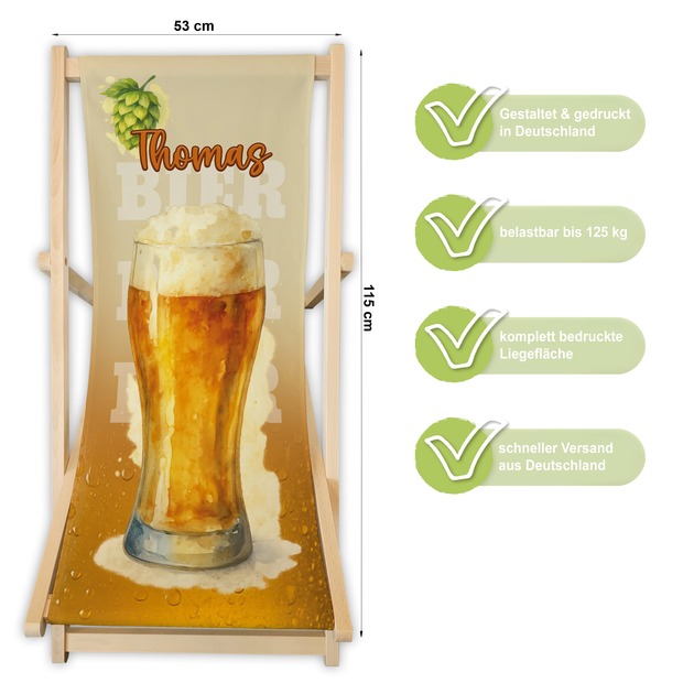 Unikatolo Liegestuhl BIER BIER BIER mit Name personalisiert