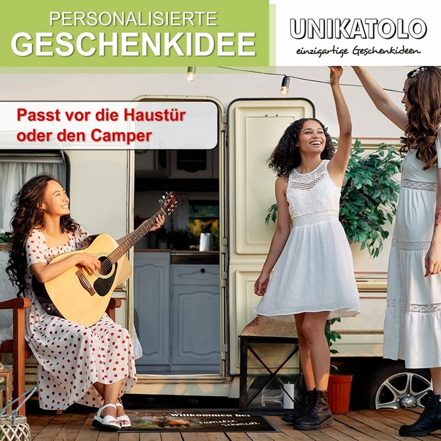 Unikatolo Fußmatte Motiv Hirsch 1 mit Name personalisiert