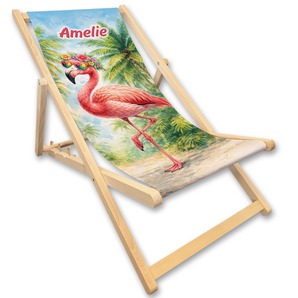 Kinderliegestuhl Flamingo mit Name personalisiert