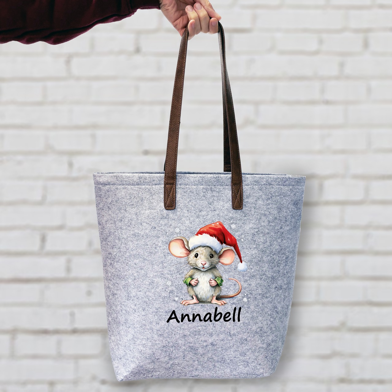 Unikatolo personalisierte Filztasche Maus mit Wunschtext