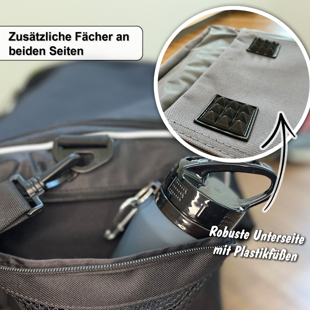 Unikatolo Sporttasche Einhorn mit Name personalisiert | Schwarz