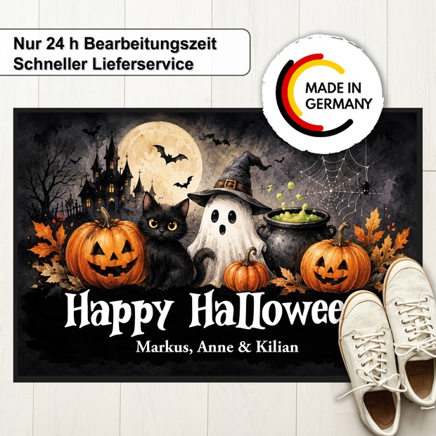 Unikatolo Fußmatte Motiv Halloween 3 mit Name personalisiert