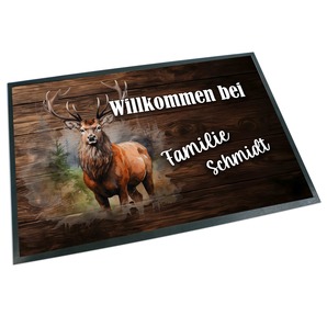Unikatolo Fußmatte Motiv Hirsch 1 mit Name personalisiert