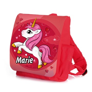 Unikatolo Kindergartenrucksack Einhorn mit Name | rot