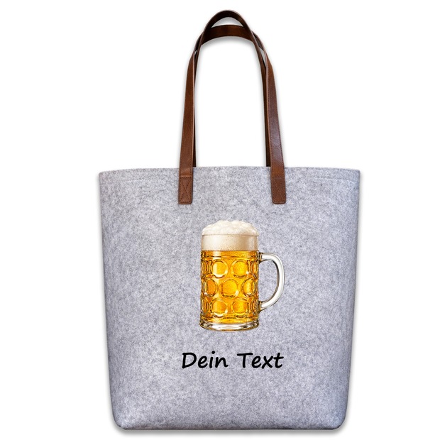 Unikatolo personalisierte Filztasche Bierkrug mit Wunschtext