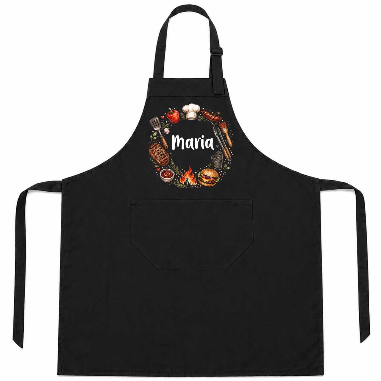 Unikatolo Grillschürze BBQ mit Name personalisiert | SCHWARZ