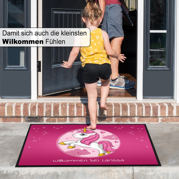 Unikatolo Fußmatte Kinderzimmer Einhorn mit Name personalisiert