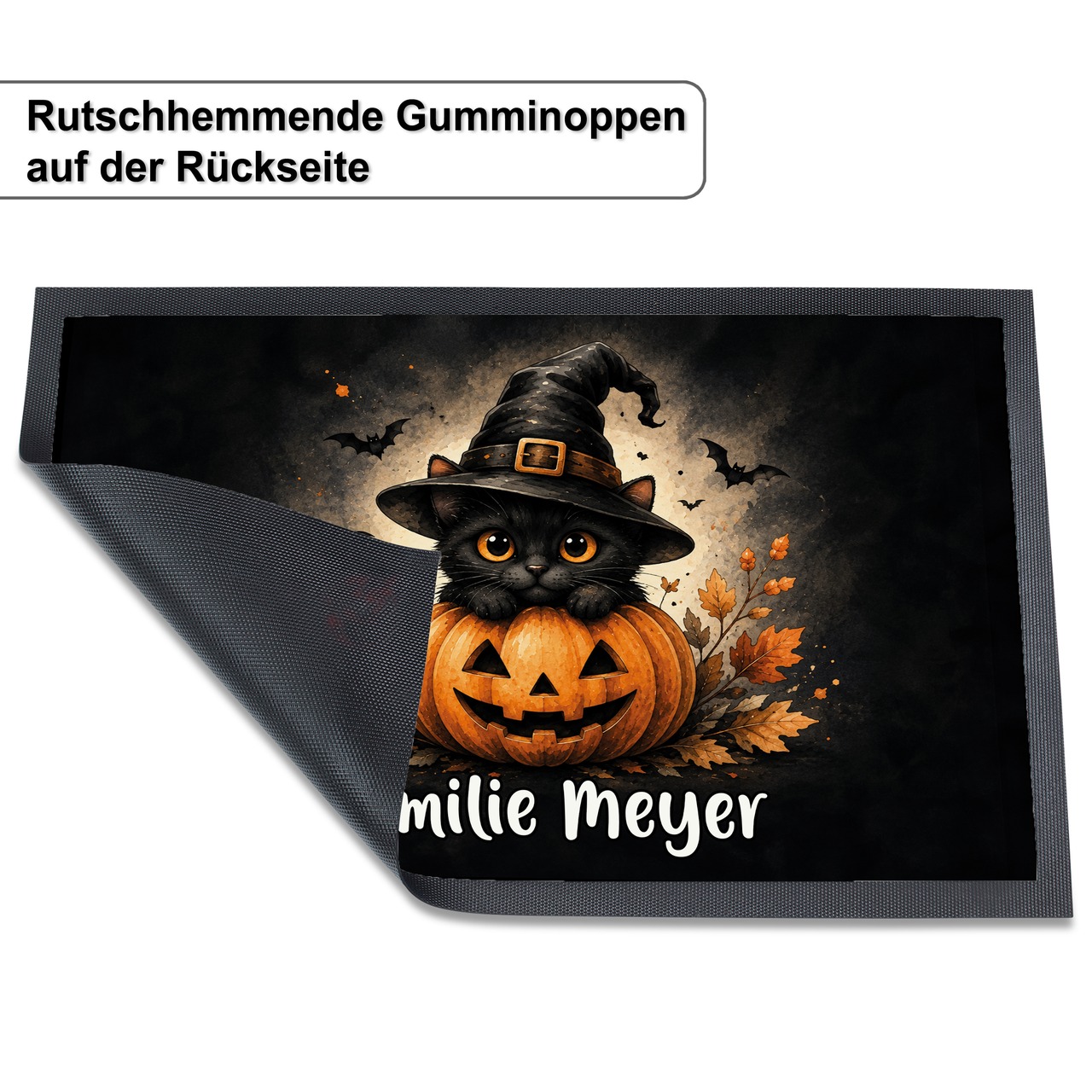 Unikatolo Fußmatte Motiv Halloween 1 mit Name personalisiert