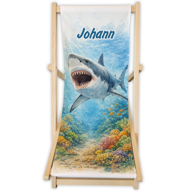 Kinderliegestuhl Hai mit Name personalisiert