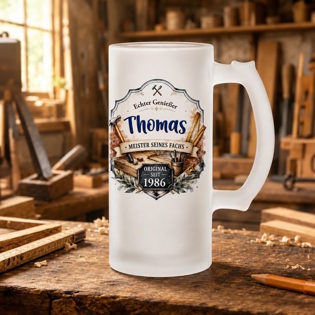 Unikatolo Bierkrug mit Name personalisiert - Handwerker