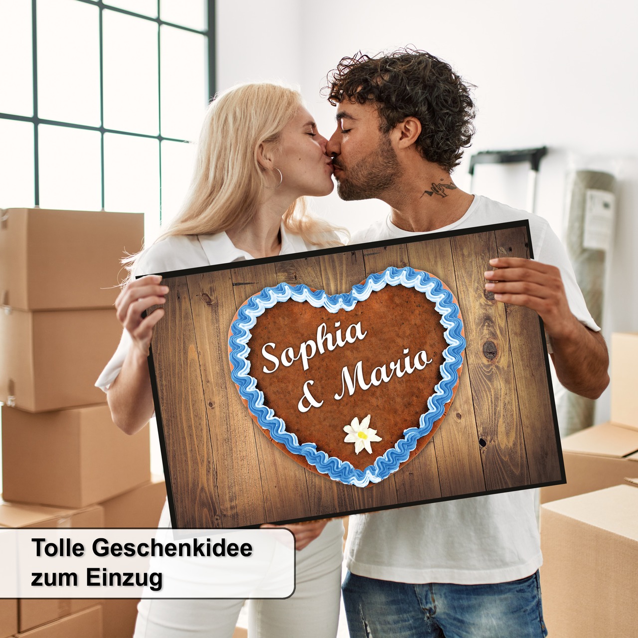 Unikatolo Fußmatte Motiv Lebkuchenherz mit Name personalisiert