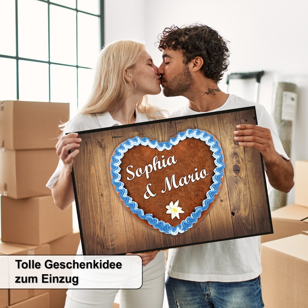 Unikatolo Fußmatte Motiv Lebkuchenherz mit Name personalisiert