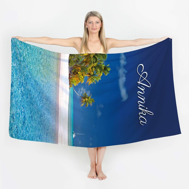 Unikatolo Badetuch Motiv Strand mit Name personalisiert