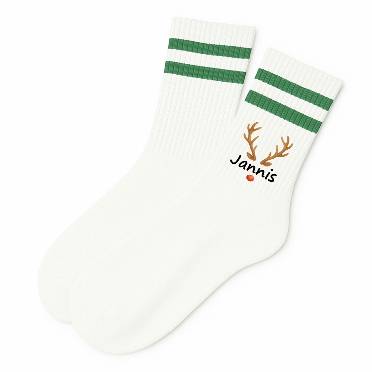 Weihnachtssocken Rentiernase mit Name bedruckt | Erwachsene