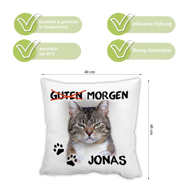 Unikatolo Kissen Motiv Miezepeter mit Name personalisiert