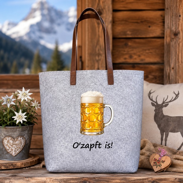 Unikatolo personalisierte Filztasche Bierkrug mit Wunschtext