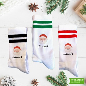 Weihnachtssocken Weihnachtsmann mit Name | Kinder