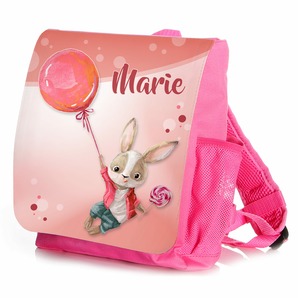 Unikatolo Kindergartenrucksack Hase mit Name | Pink