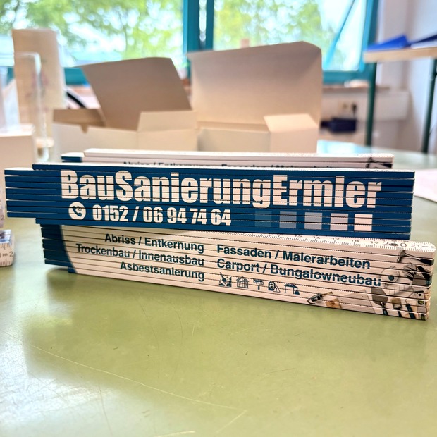 Unikatolo Zollstock / Meterstab mit Logo oder Foto personalisiert bedruckt
