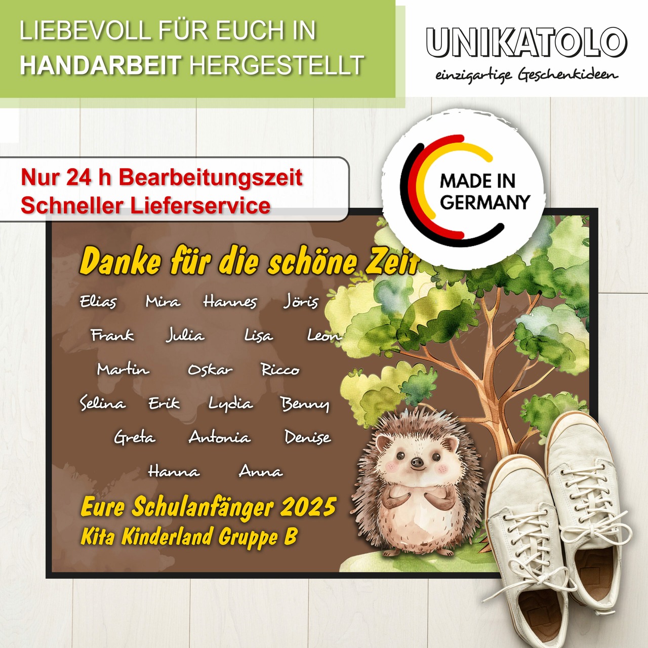 Unikatolo Fußmatte Motiv IGEL KiTa