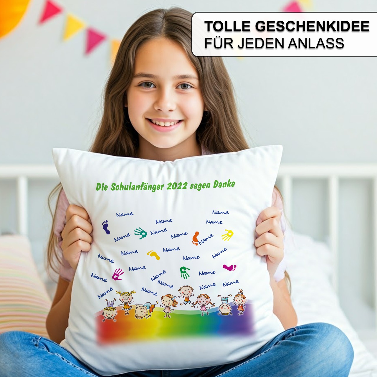 Unikatolo Kissen Kita-Abschiedsgeschenk mit Händen und Namen - bis 30 Namen