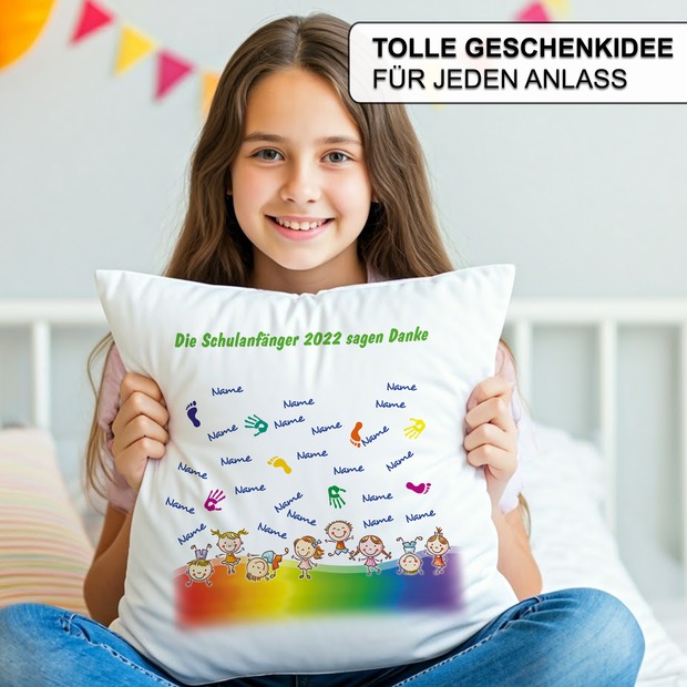 Unikatolo Kissen Kita-Abschiedsgeschenk mit Händen und Namen - bis 30 Namen