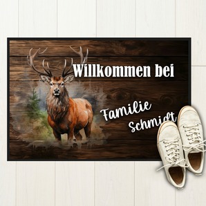 Unikatolo Fußmatte Motiv Hirsch 1 mit Name personalisiert