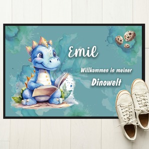 Unikatolo Fußmatte Kinderzimmer Dino mit Name personalisiert