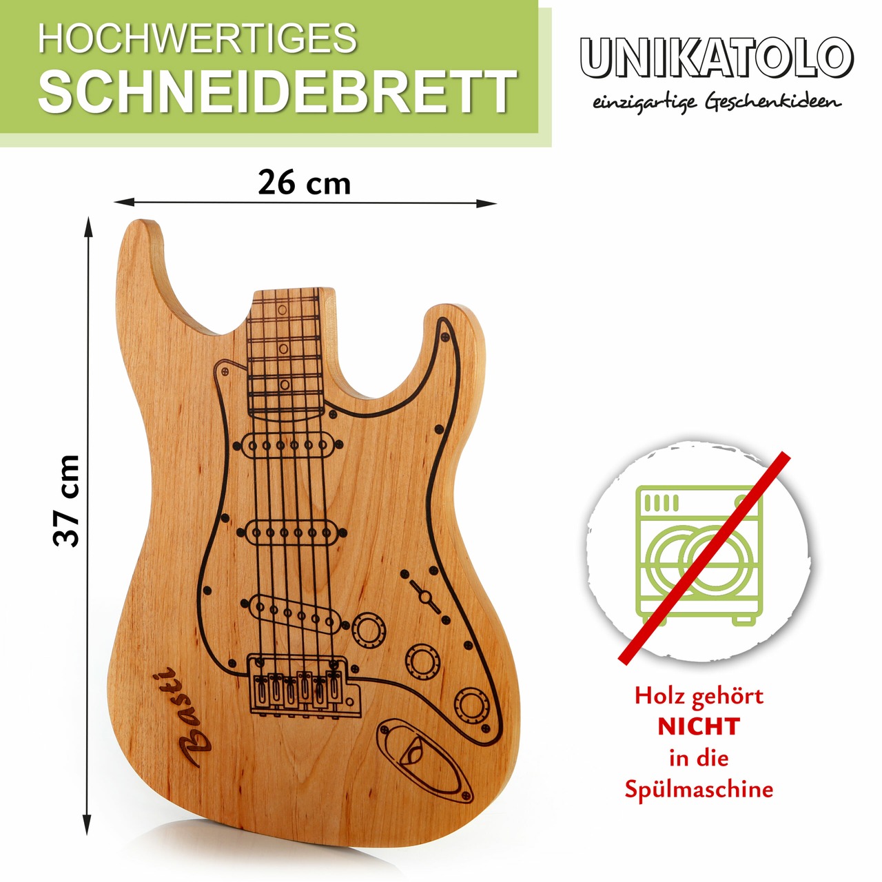 Unikatolo Schneidebrett E-Gitarre personalisiert mit Name