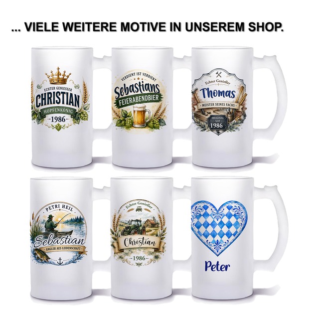 Unikatolo Bierkrug mit Name personalisiert - Handwerker