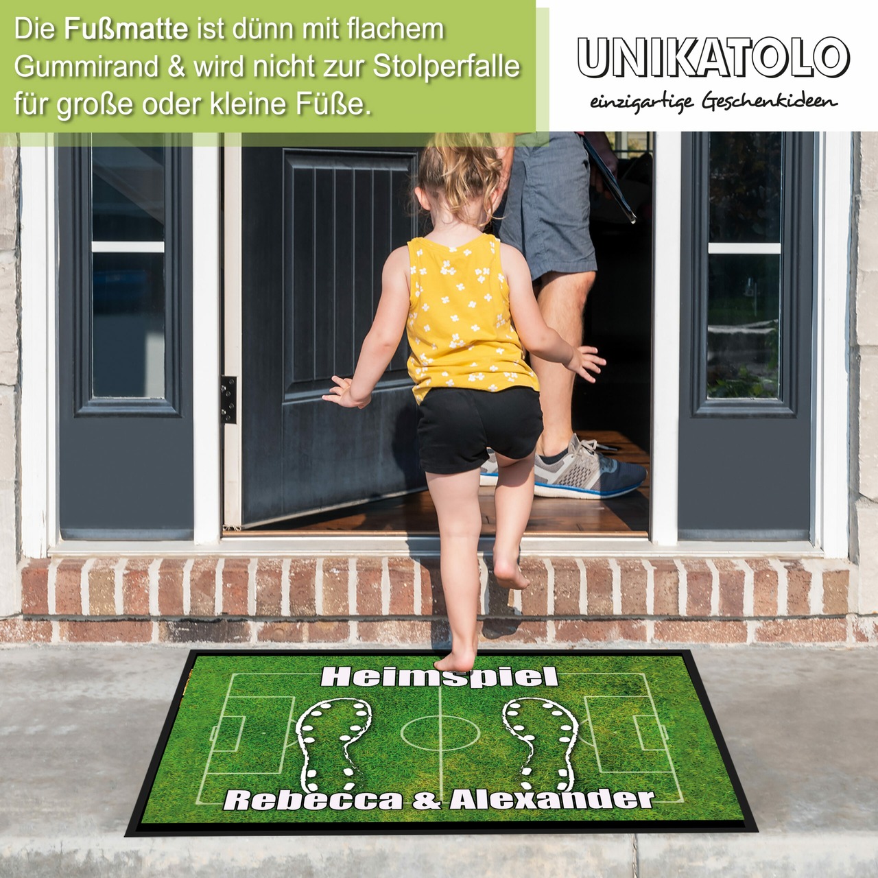 Unikatolo Fußball Fußmatte Heimspiel mit Name personalisiert