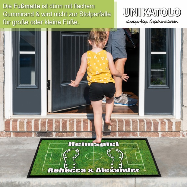 Unikatolo Fußball Fußmatte Heimspiel mit Name personalisiert