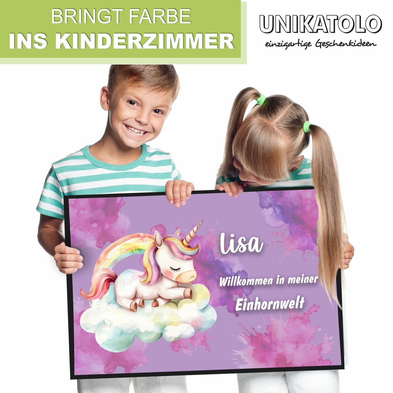 Unikatolo Fußmatte Kinderzimmer Einhorn mit Name personalisiert