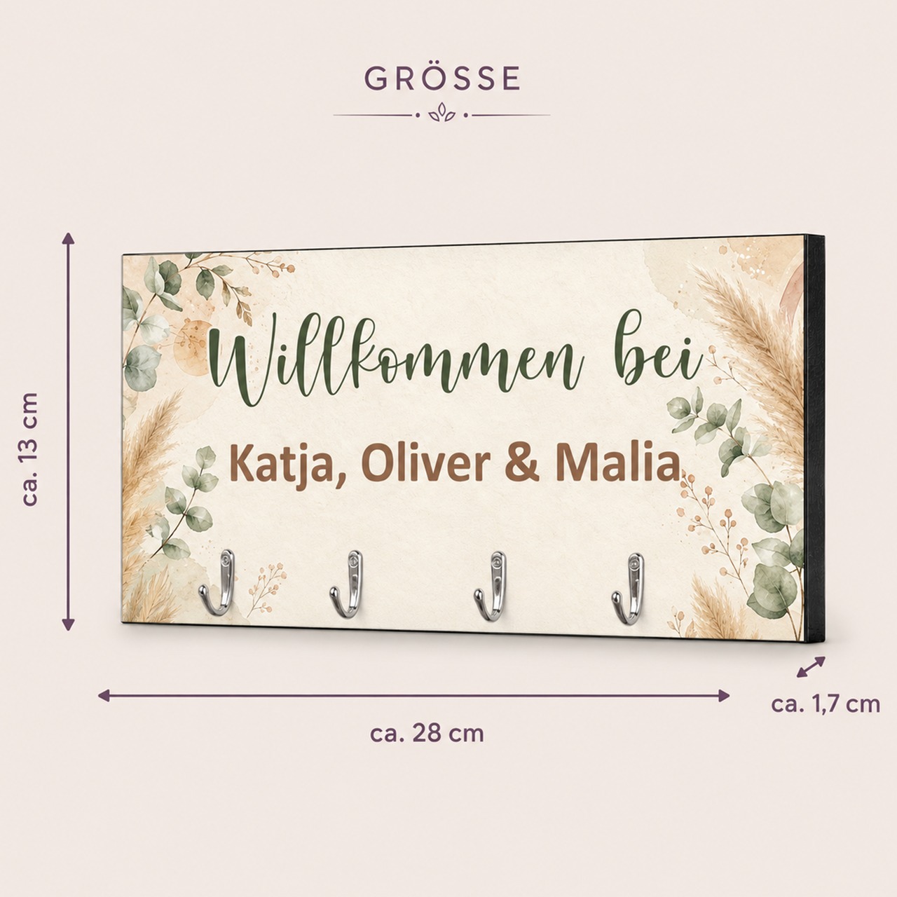 Unikatolo Schlüsselbrett Boho Stil mit Name personalisiert