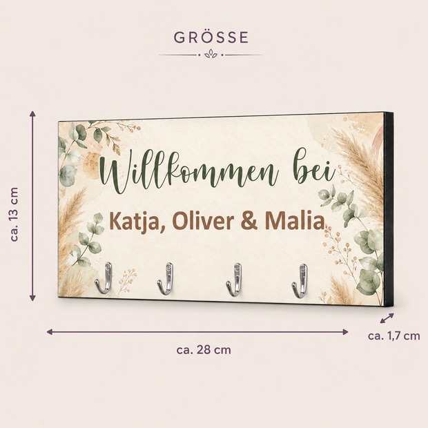 Unikatolo Schlüsselbrett Boho Stil mit Name personalisiert