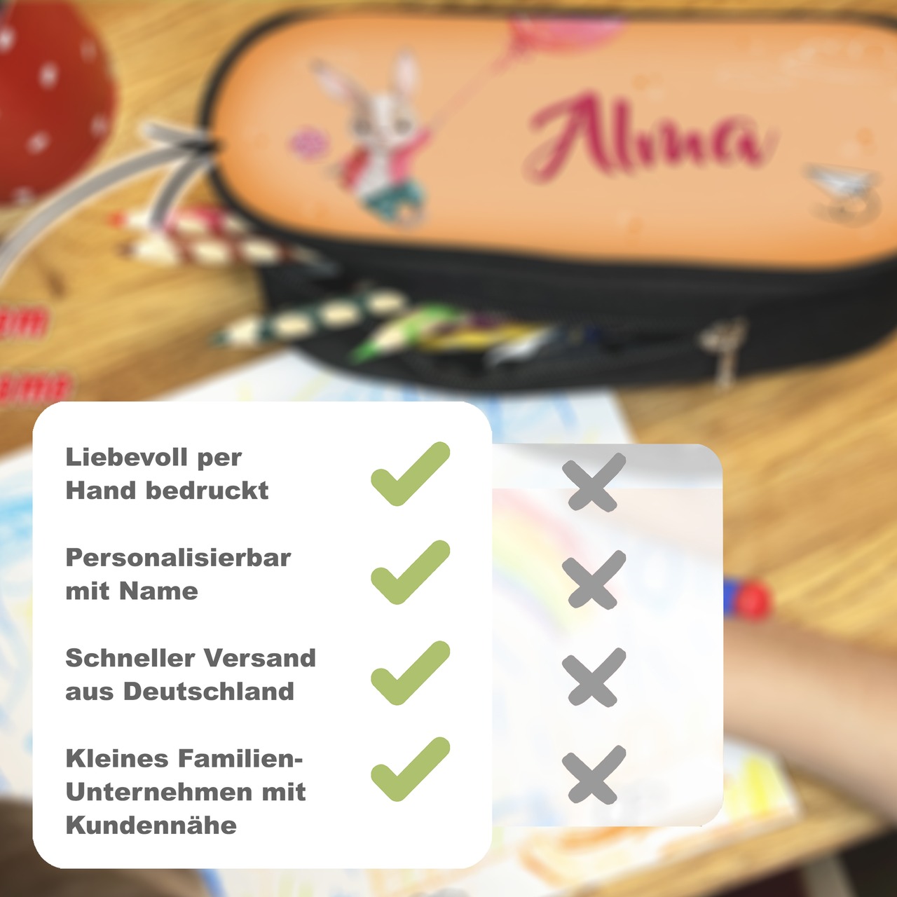 Unikatolo Federmäppchen Pferd mit Name personalisiert pink