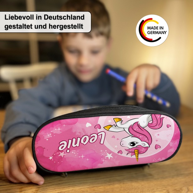 Unikatolo Federmäppchen Einhorn mit Name personalisiert pink