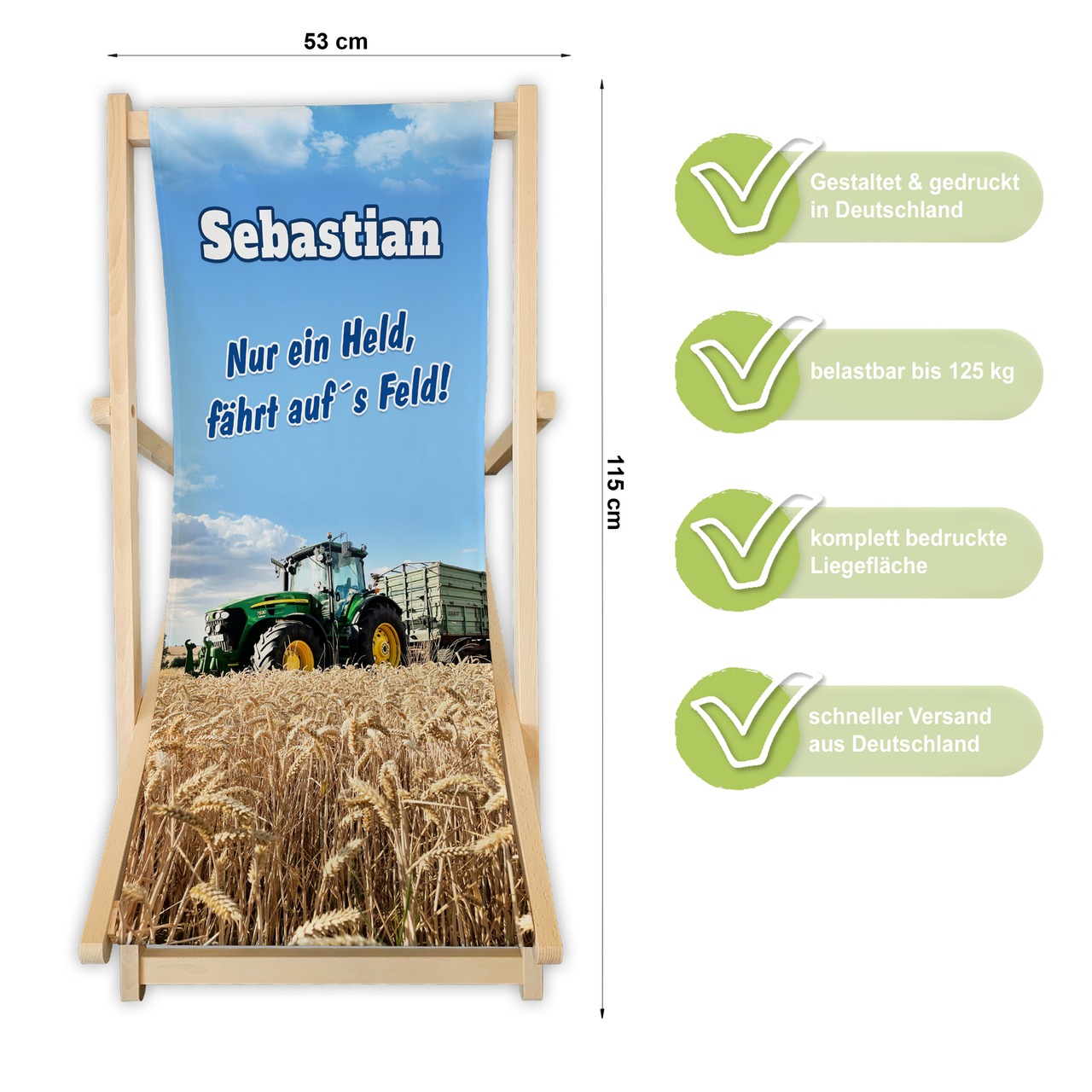 Unikatolo Liegestuhl Traktor Name personalisiert