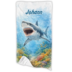 Unikatolo Kinder Handtuch Hai mit Name personalisiert