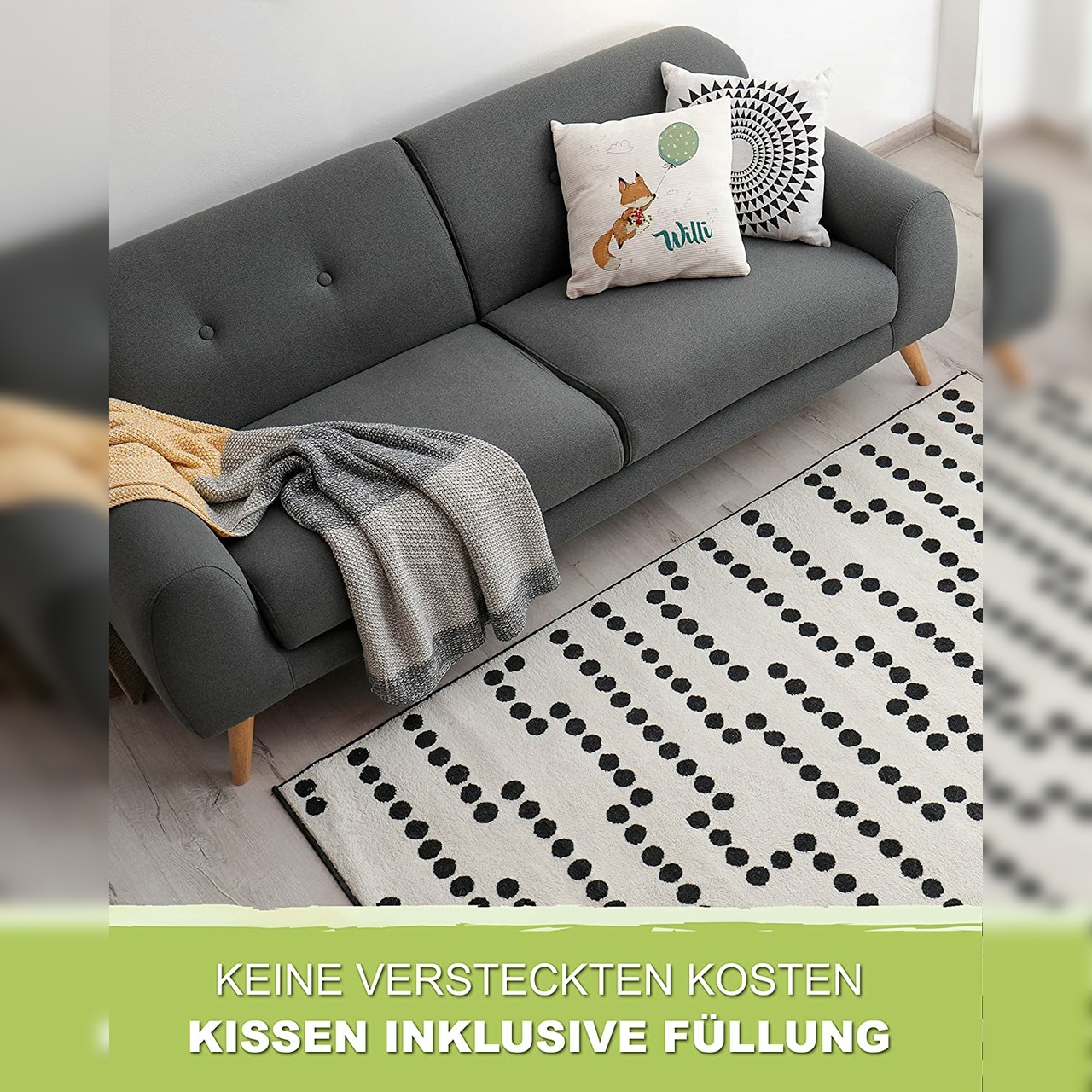 Unikatolo Kissen Motiv Fuchs mit Name personalisiert