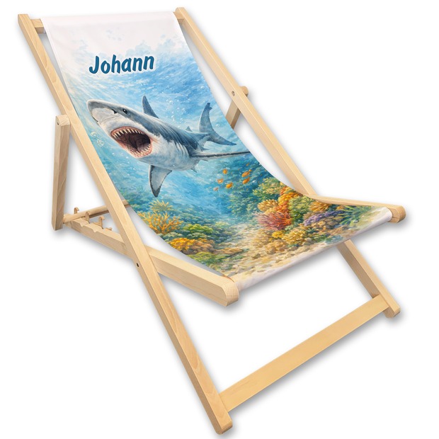 Kinderliegestuhl Hai mit Name personalisiert