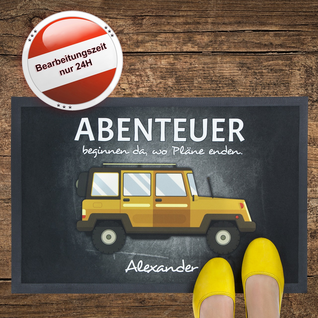 Unikatolo Fußmatte Motiv Offroad mit Name personalisiert